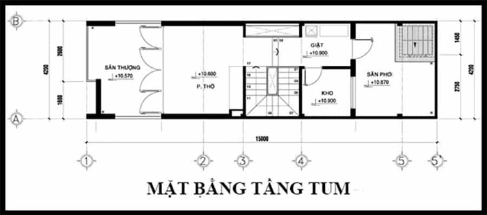 Top bản vẽ nhà phố 2 tầng 1 tum tham khảo